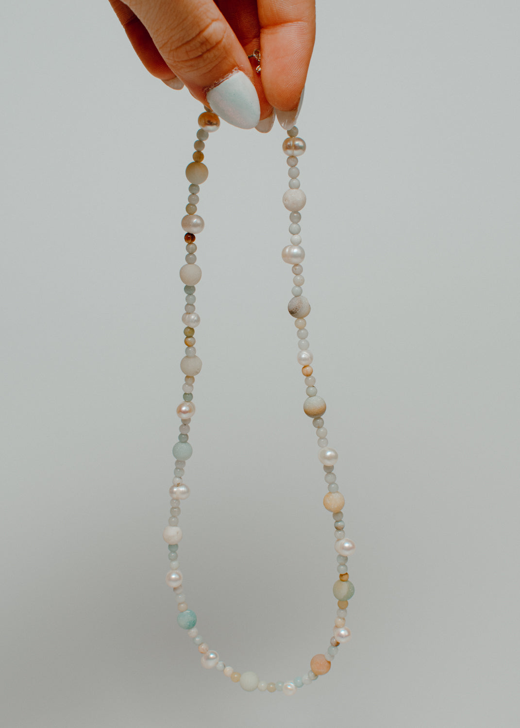Amazonite + Pearl Necklace