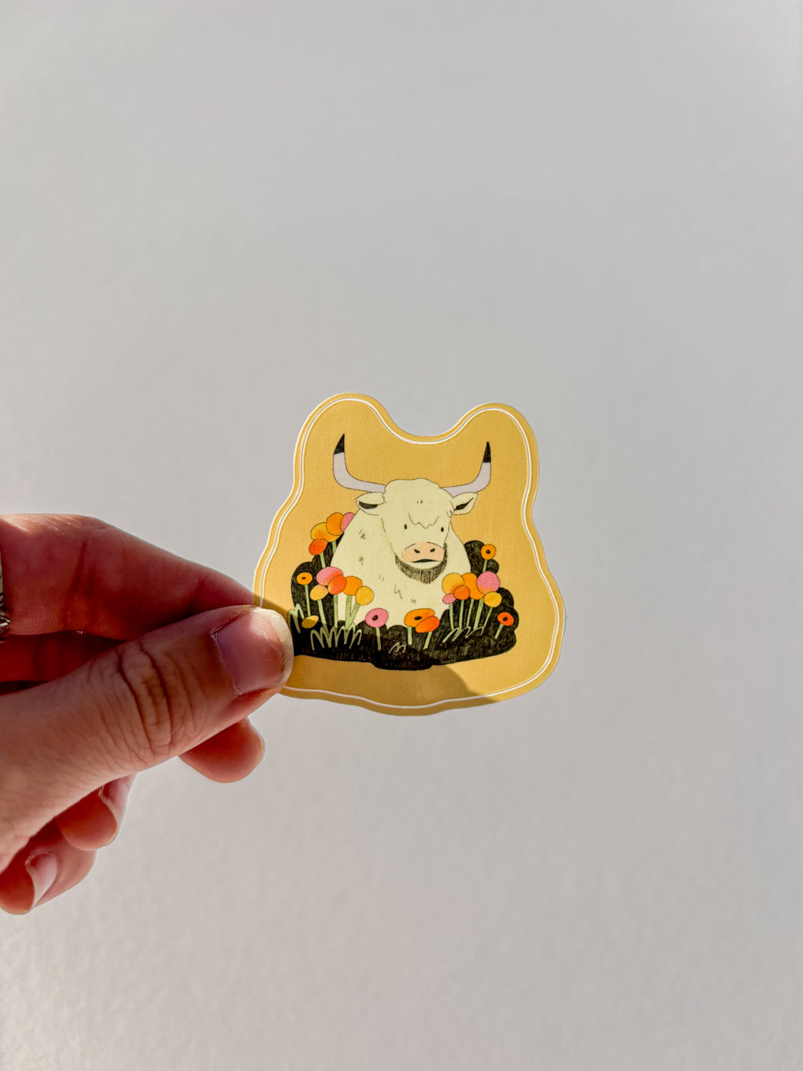 Floral Cow Vinyl Sticker