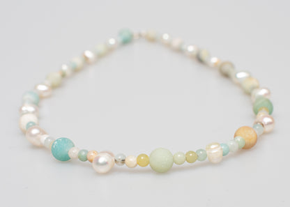 Amazonite + Pearl Necklace