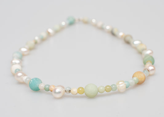 Amazonite + Pearl Necklace