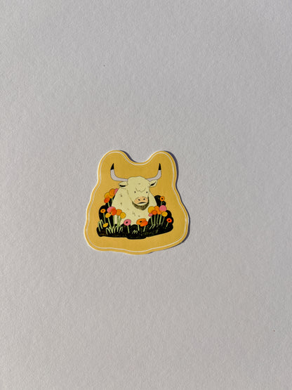 Floral Cow Vinyl Sticker