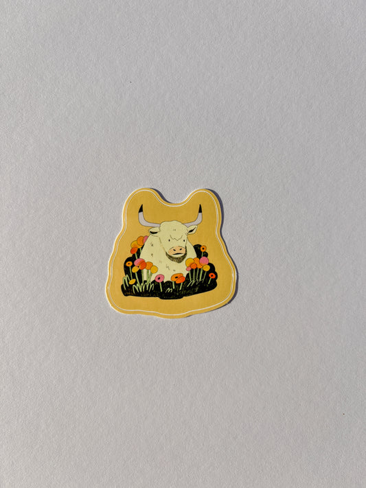 Floral Cow Vinyl Sticker