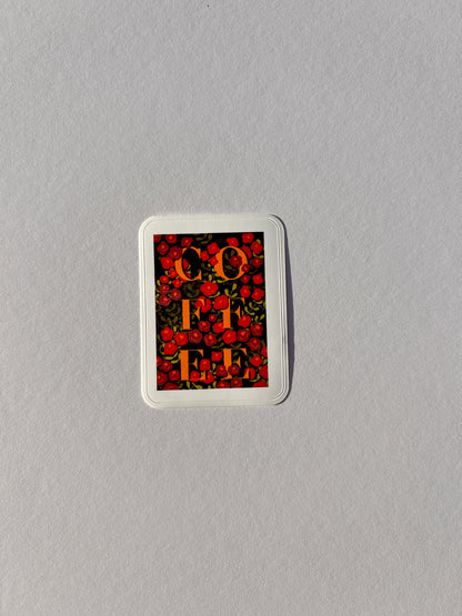 Coffee Floral Vinyl Sticker