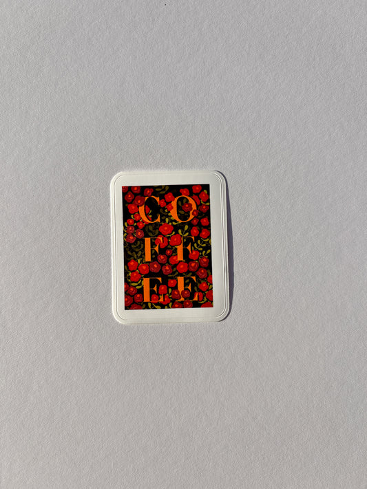 Coffee Floral Vinyl Sticker