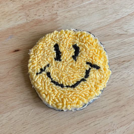 Yellow Smiley Car Coasters (set of 2)