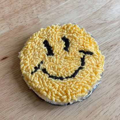 Yellow Smiley Car Coasters (set of 2)