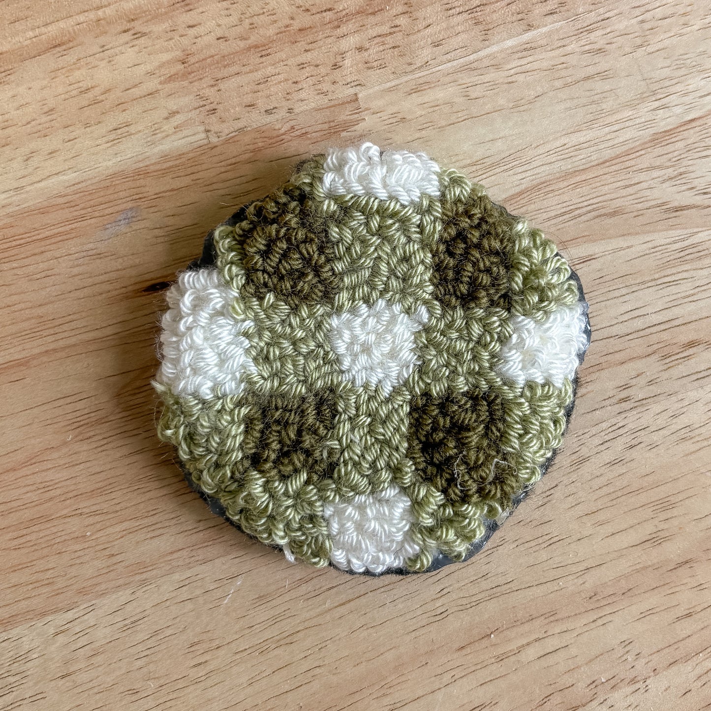 Green Gingham Car Coasters (set of 2)