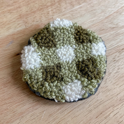 Green Gingham Car Coasters (set of 2)