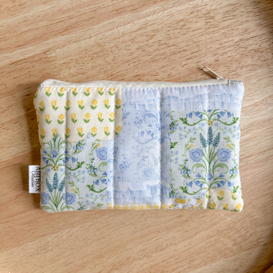Blue Patchwork Zipper Pouch