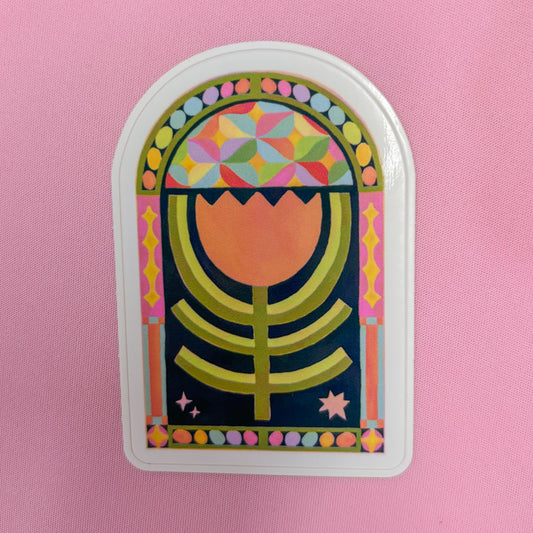 Stained Glass Tulip Vinyl Sticker