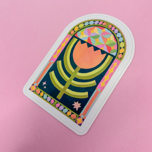 Stained Glass Tulip Vinyl Sticker
