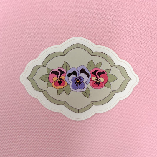 Stained Glass Pansy Vinyl Sticker