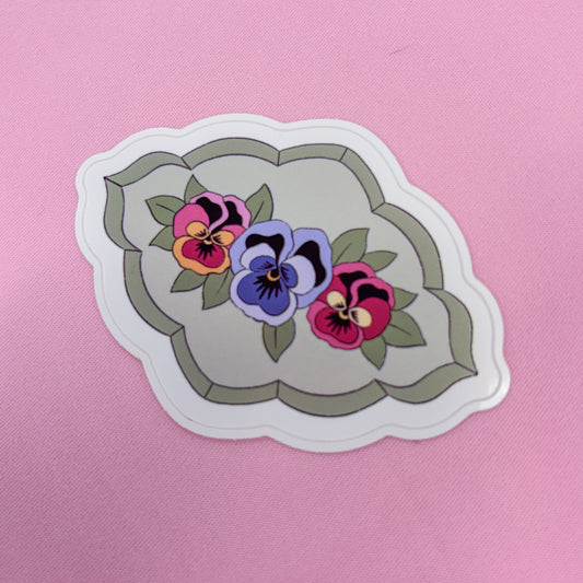 Stained Glass Pansy Vinyl Sticker
