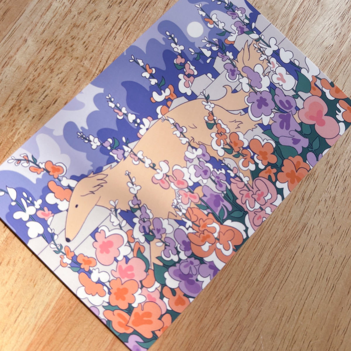 Greyhound in Hollyhocks Art Print