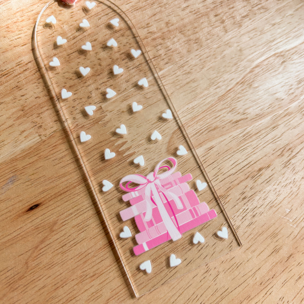 Pink Book Stack Acrylic Bookmark