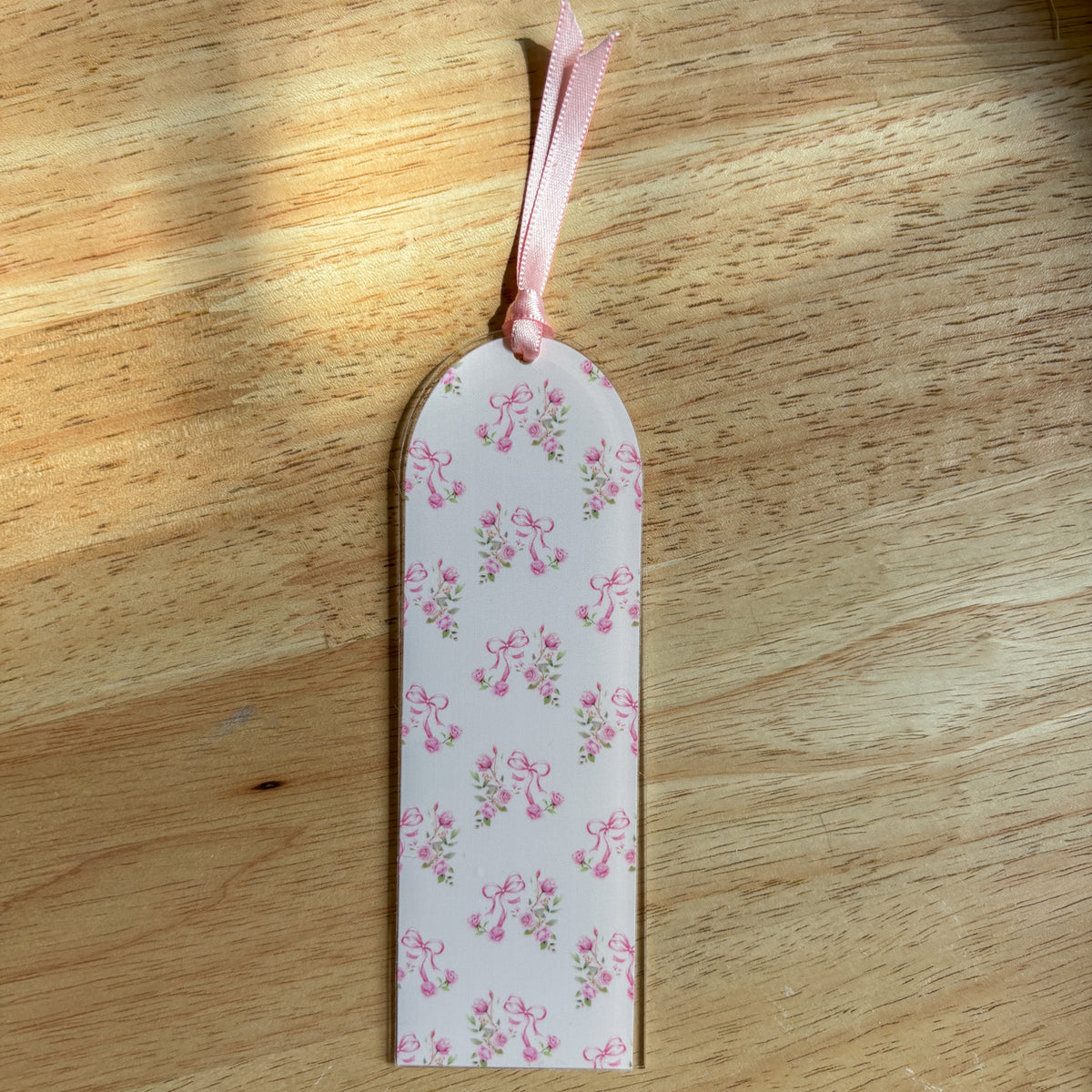 Pink Floral Acrylic Bookmark