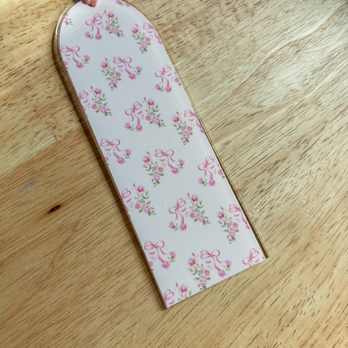 Pink Floral Acrylic Bookmark