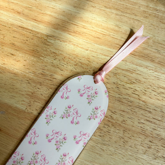 Pink Floral Acrylic Bookmark