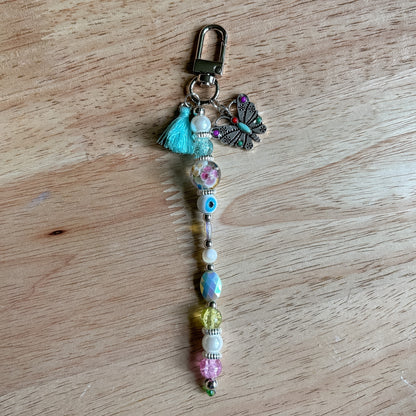 Pastel Floral Beaded Keychain