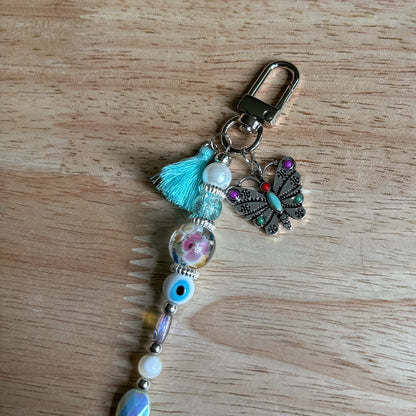 Pastel Floral Beaded Keychain