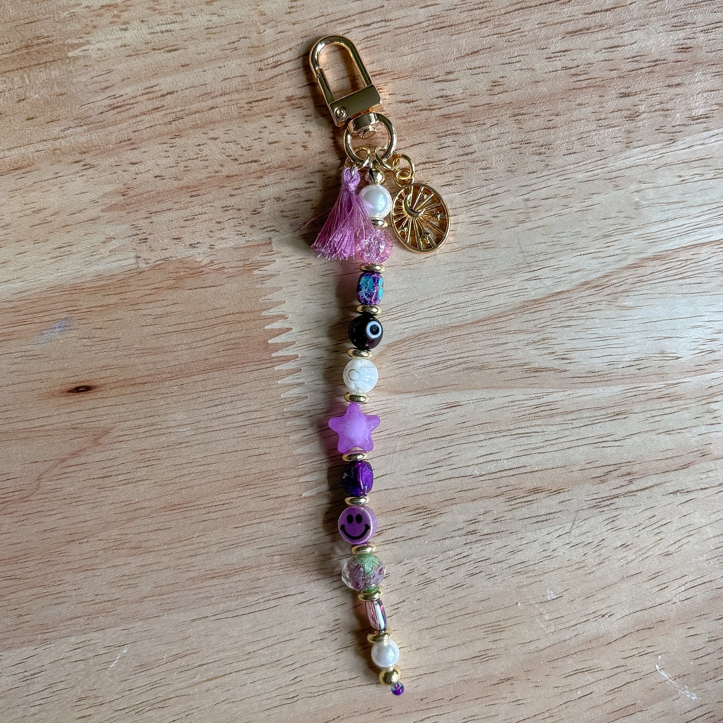 Purple Celestial Beaded Keychain