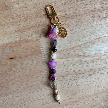 Purple Celestial Beaded Keychain