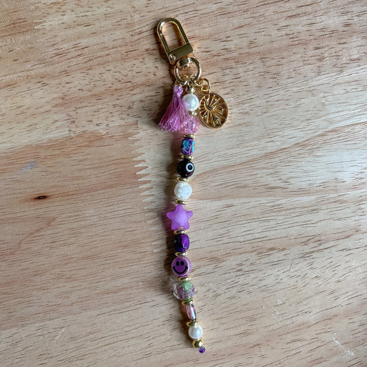 Purple Celestial Beaded Keychain