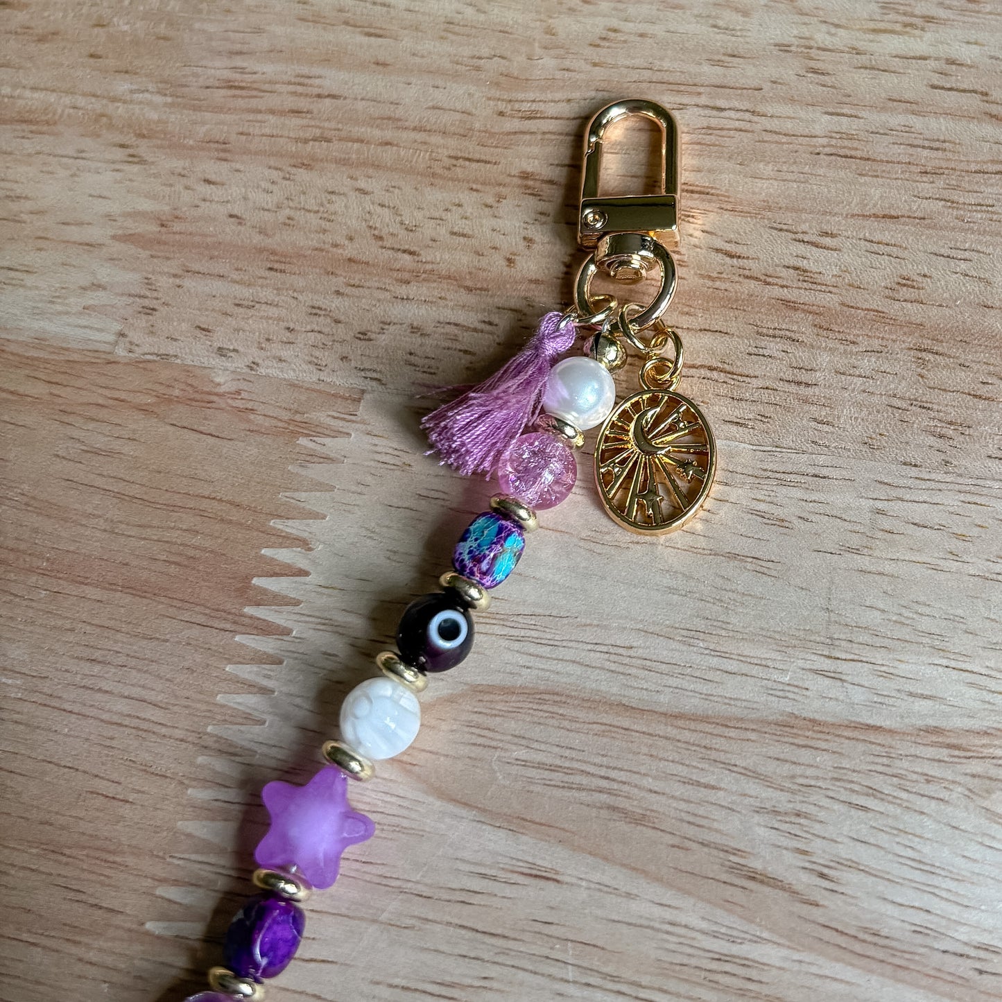 Purple Celestial Beaded Keychain