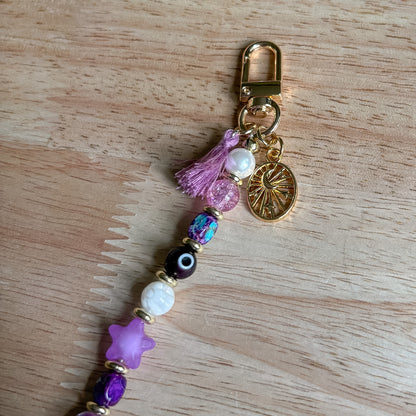 Purple Celestial Beaded Keychain