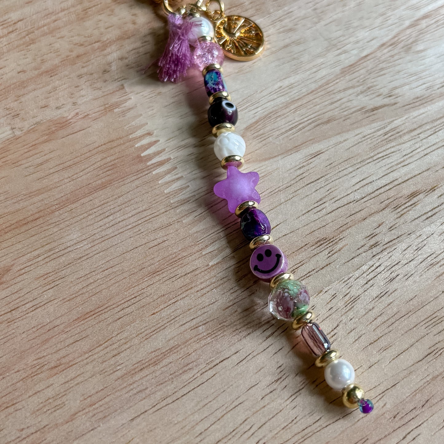 Purple Celestial Beaded Keychain