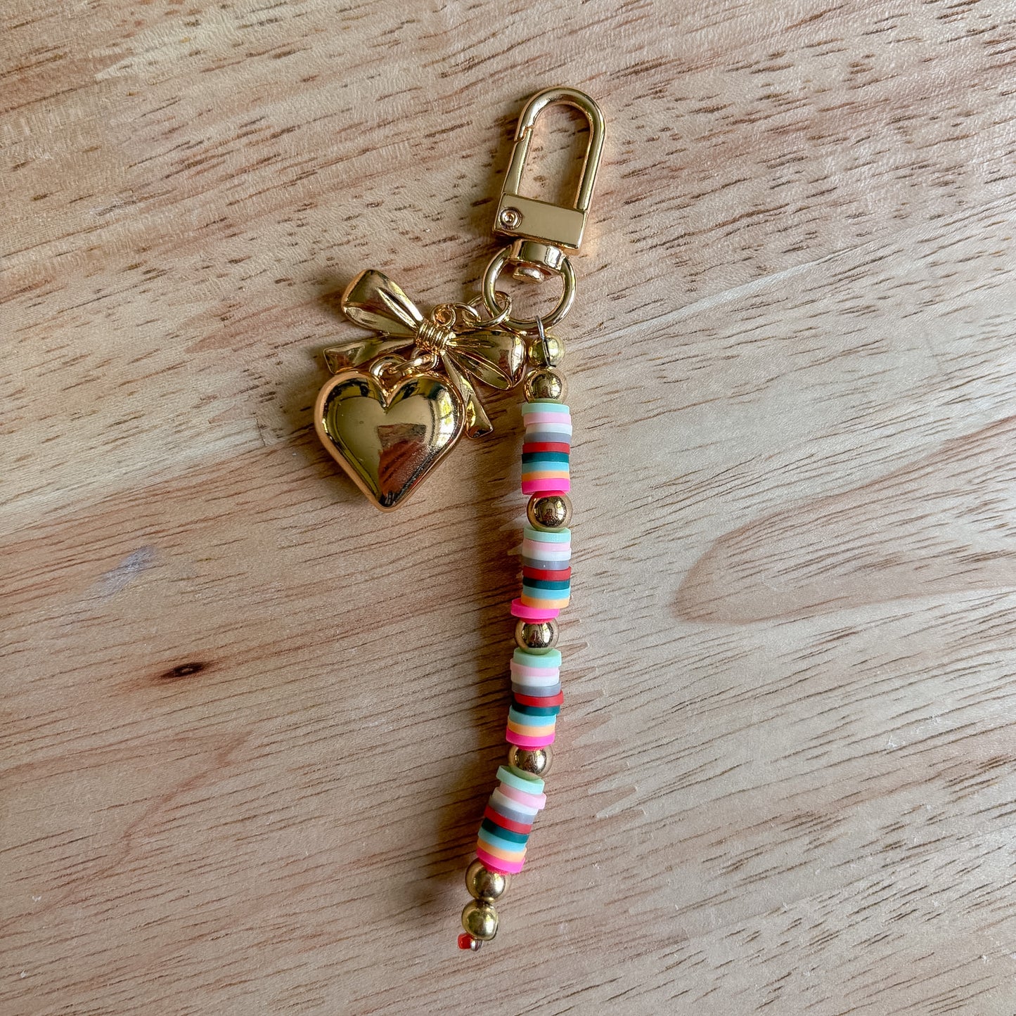 Rainbow Clay Beaded Keychain