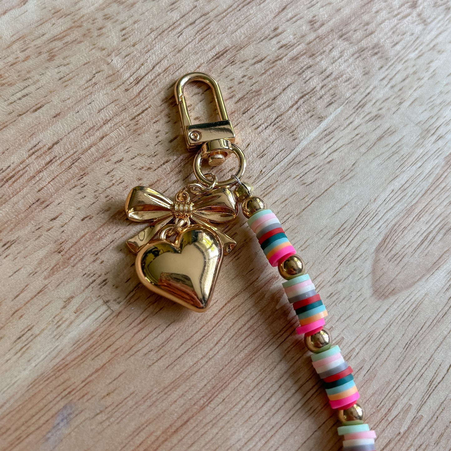 Rainbow Clay Beaded Keychain