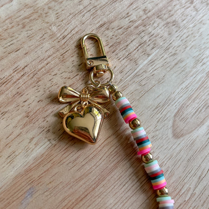 Rainbow Clay Beaded Keychain