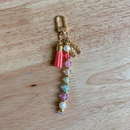 Rainbow Horseshoe Beaded Keychain