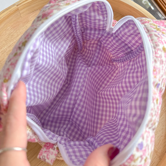Pink Ditsy Floral Makeup Bag