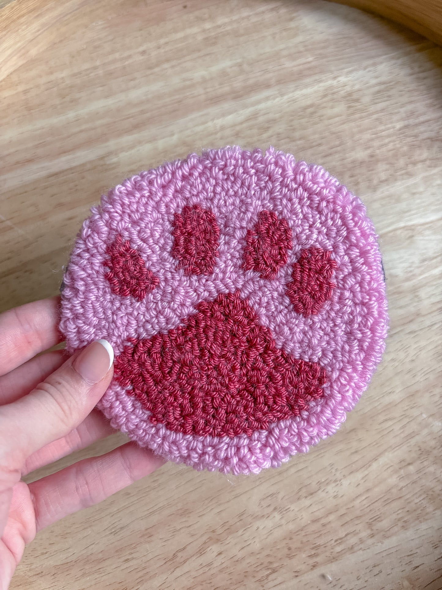 Pink Paw Print Coaster
