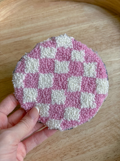 Pink Checker Coaster