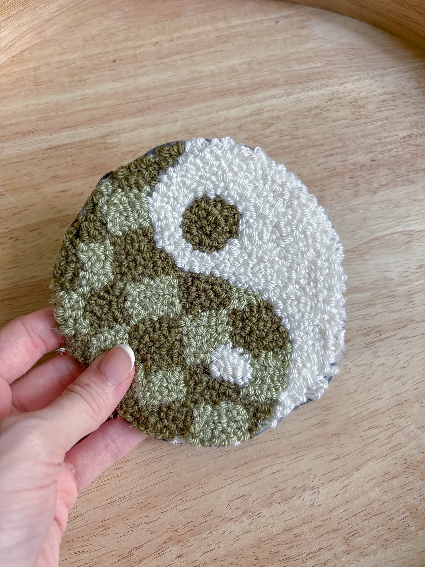 Green Checker Yin Yang Coaster