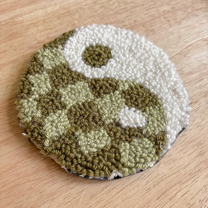 Green Checker Yin Yang Coaster