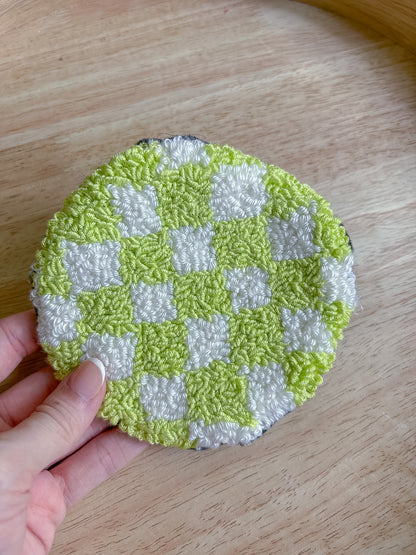 Green Checker Coasters