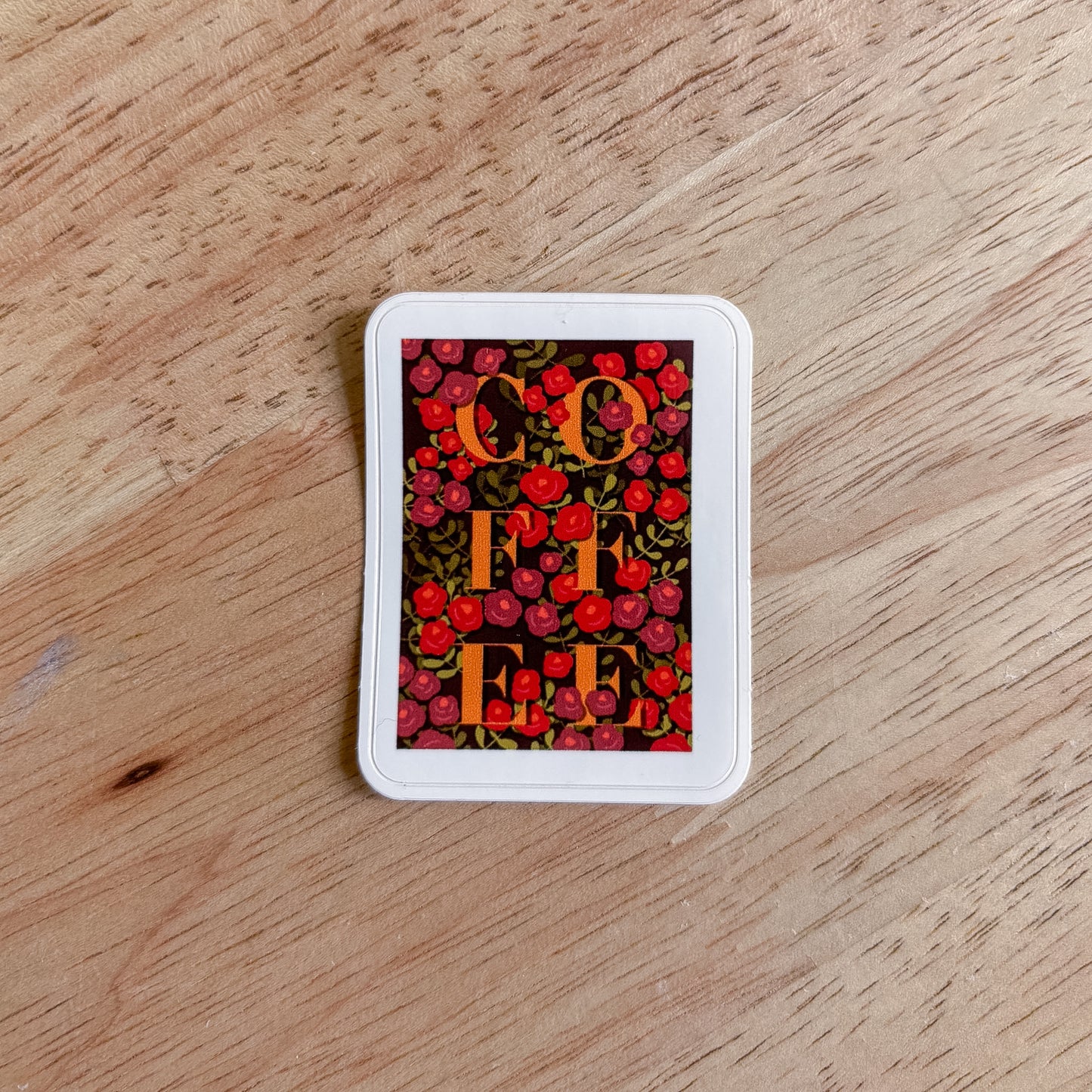 Coffee Floral Vinyl Sticker