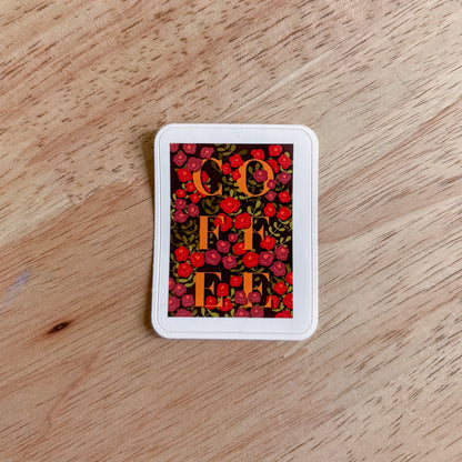 Coffee Floral Vinyl Sticker