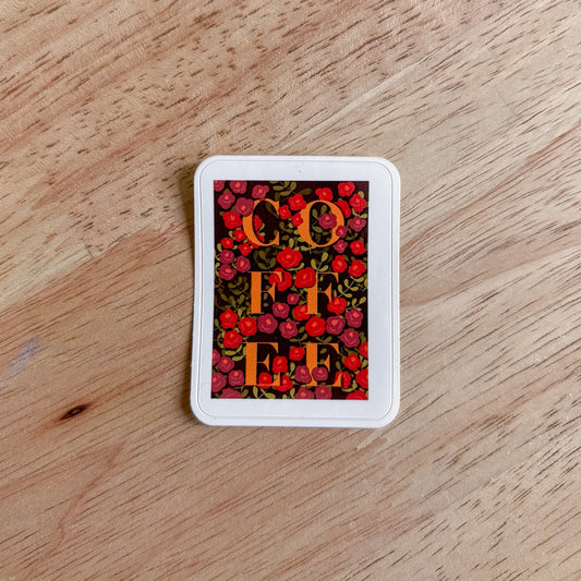 Coffee Floral Vinyl Sticker