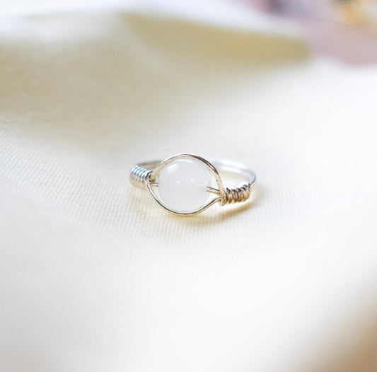 Foggy Stone Wire Wrapped Ring