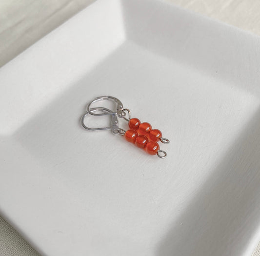 Red Jade Huggie Hoops