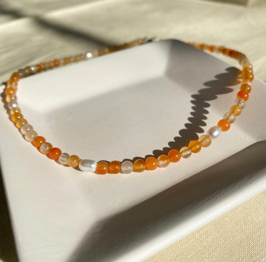 Agate + Pearl Necklace