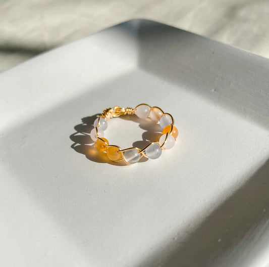 Agate + Jade Braided Wire Ring