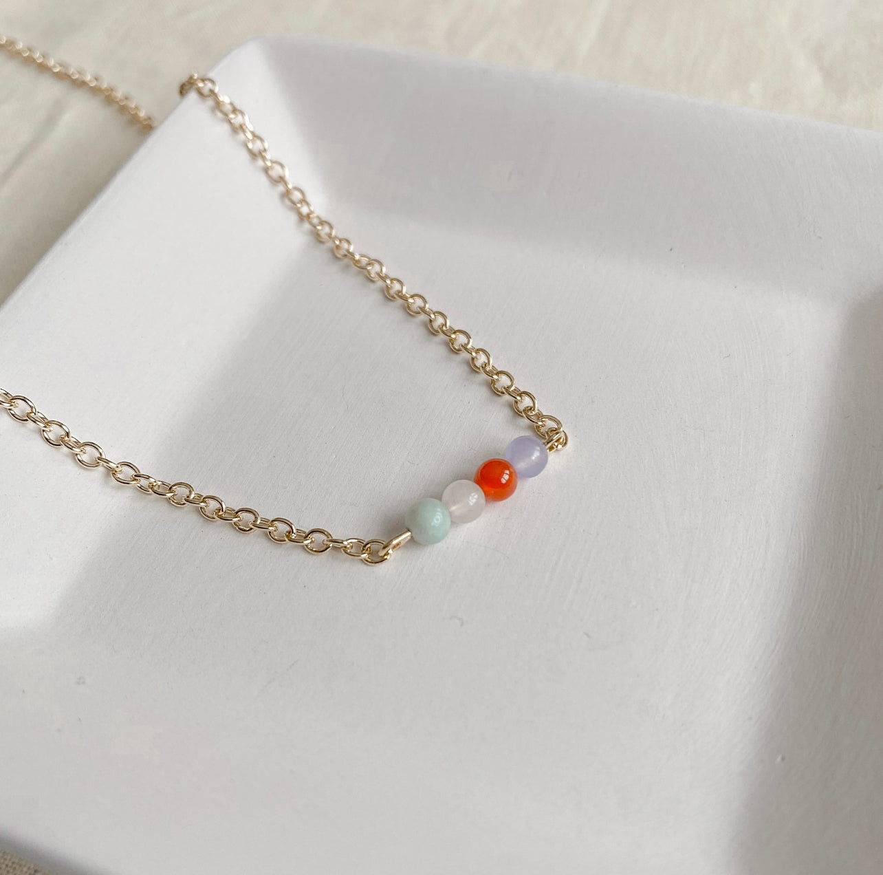 Amazonite + Jade Bar Necklace