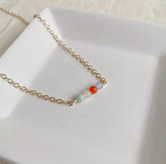 Amazonite + Jade Bar Necklace